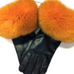 Skind Handsker med pelskant til damer. Monteret på en Randers Handske.